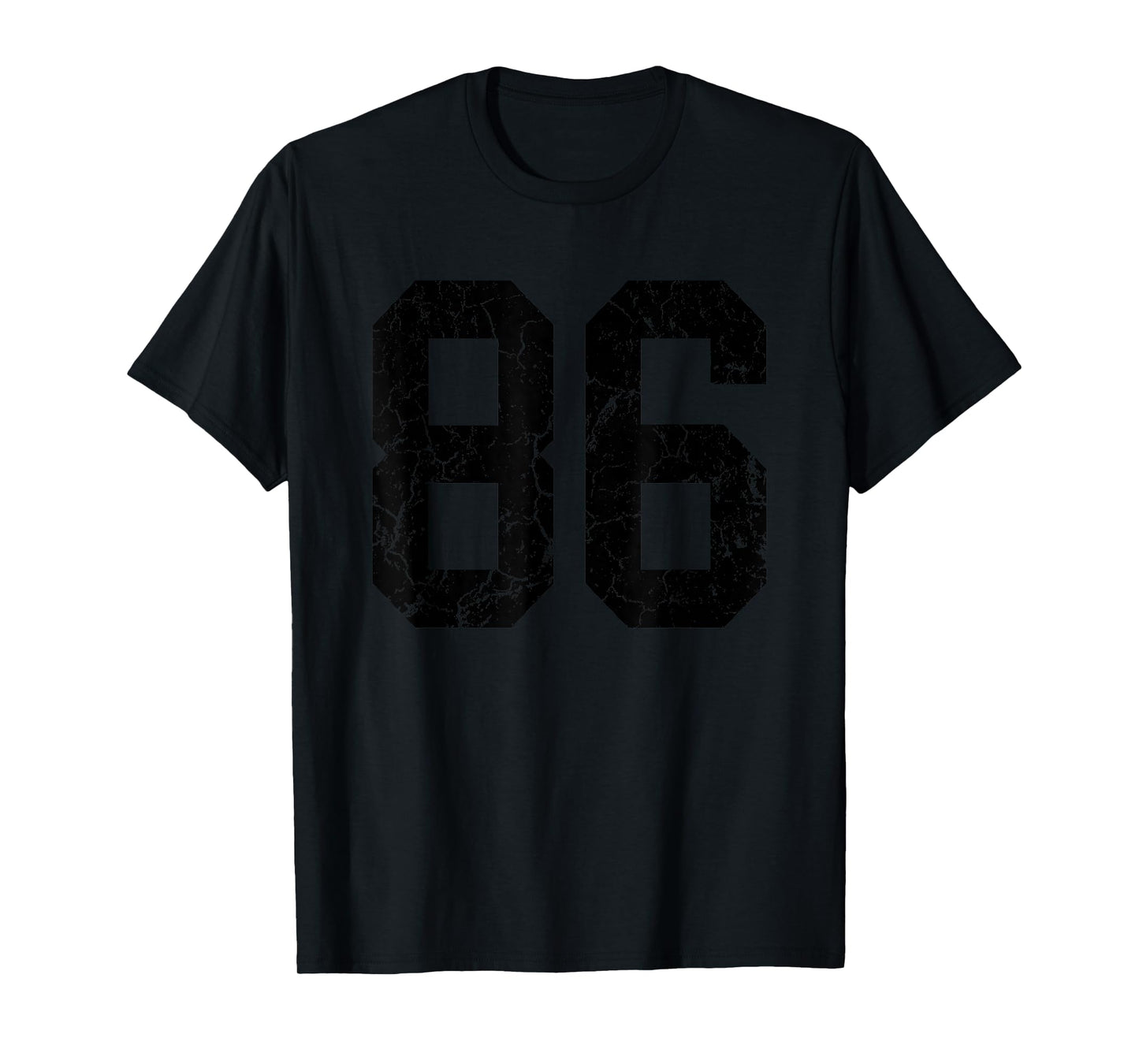 Distressed Black Number 86 Jersey Player Uniform #86 Fan T-Shirt