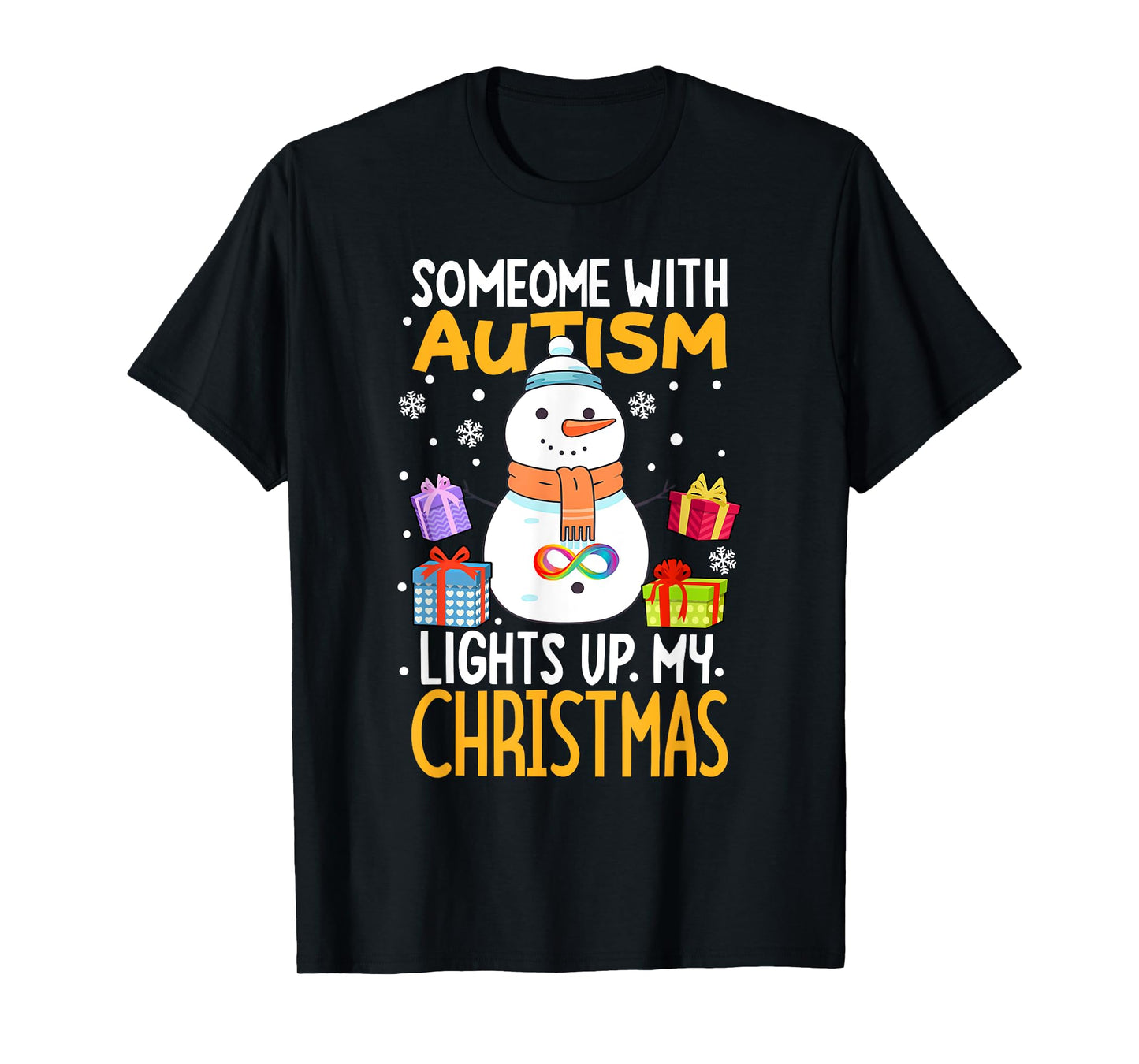 Autism awareness funny Snowman Xmas decor Christmas lights T-Shirt