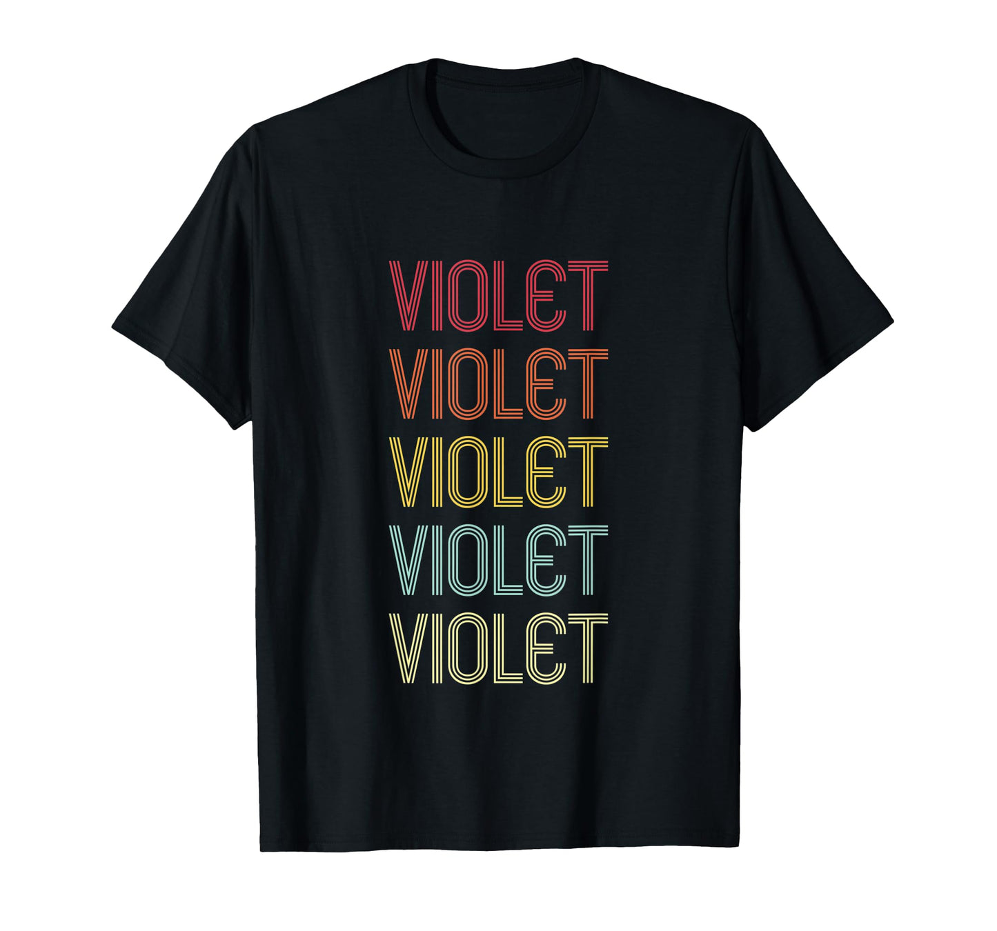 Violet Retro Wordmark Pattern Vintage Personalized 70s T-Shirt