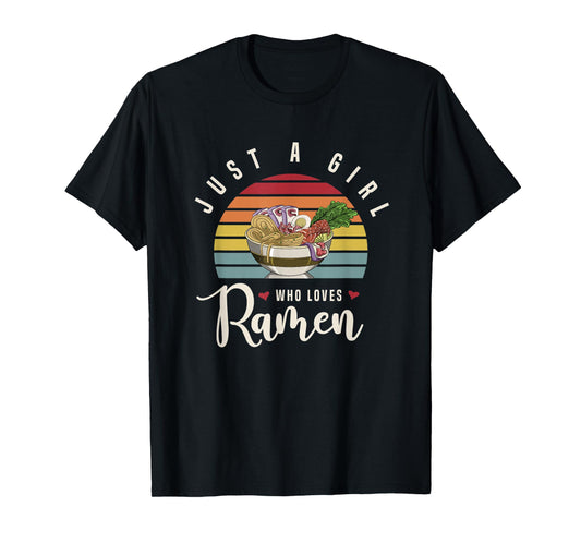 Women Girls Kids Kawaii Asian Food Noodles Gift Retro Ramen T-Shirt