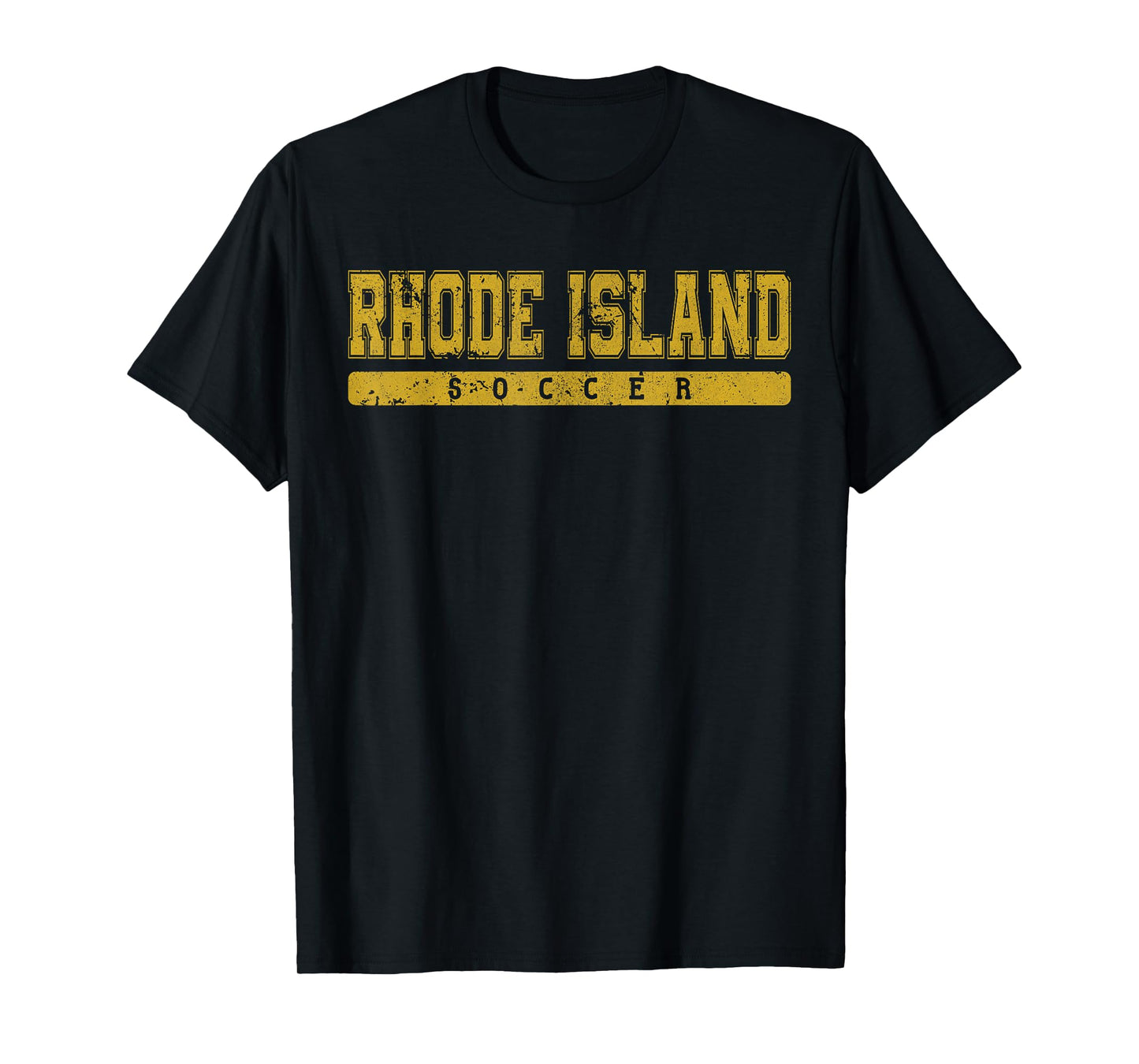 Rhode Island Soccer Yellow Vintage Text T-Shirt