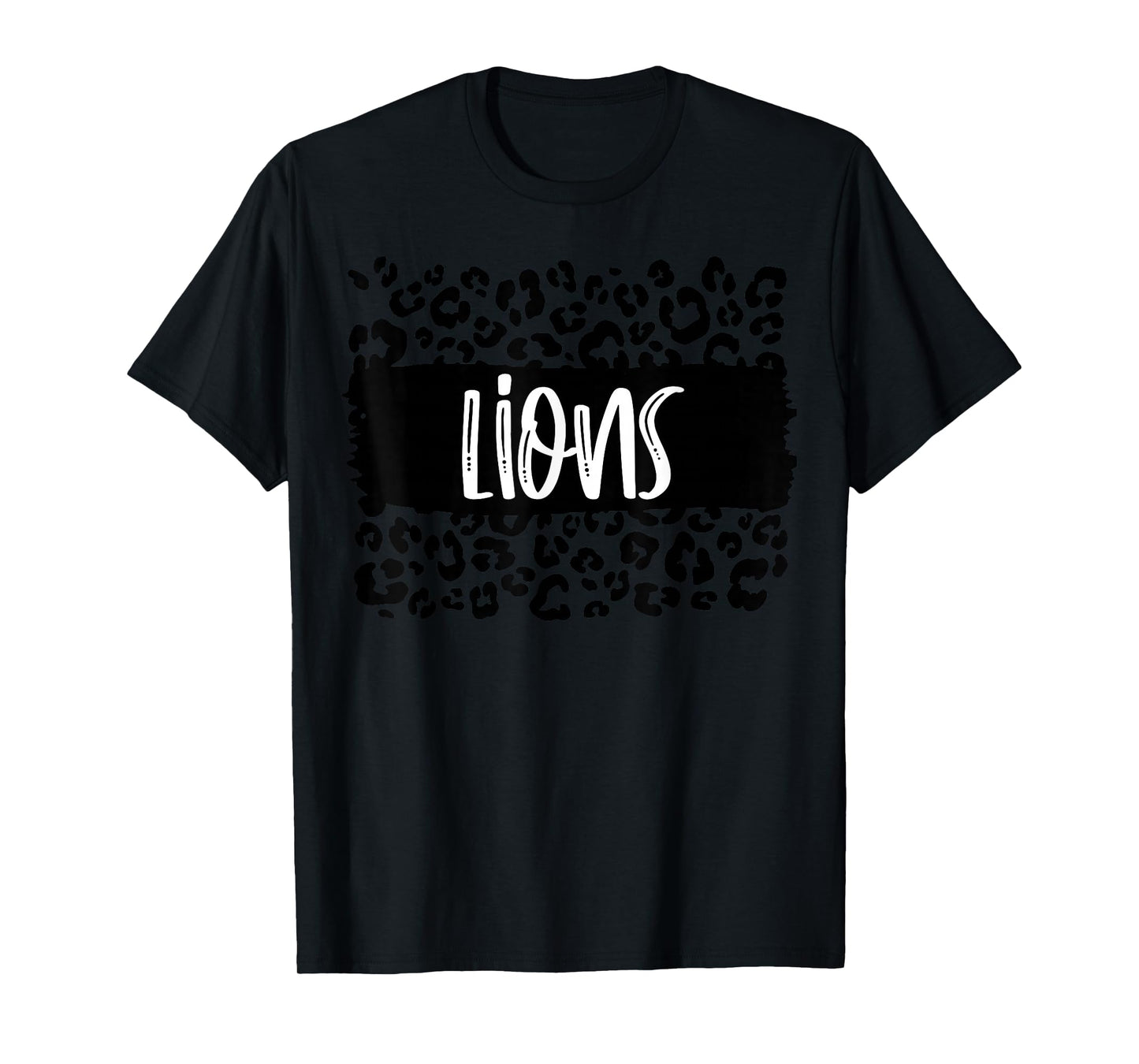 Lions Team Mascot School Spirit Game Night Leopard Print T-Shirt