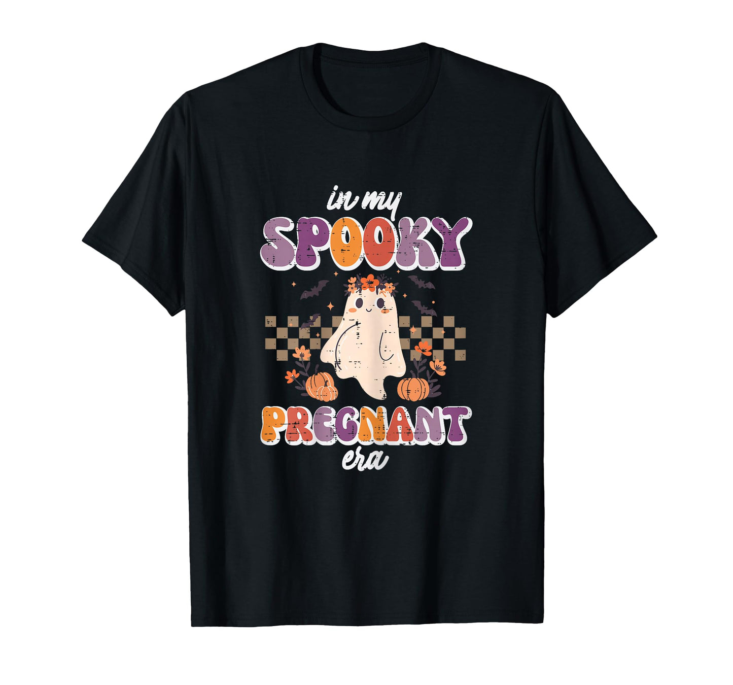 Halloween My Spooky Pregnant Era Retro Ghost Costume Women T-Shirt