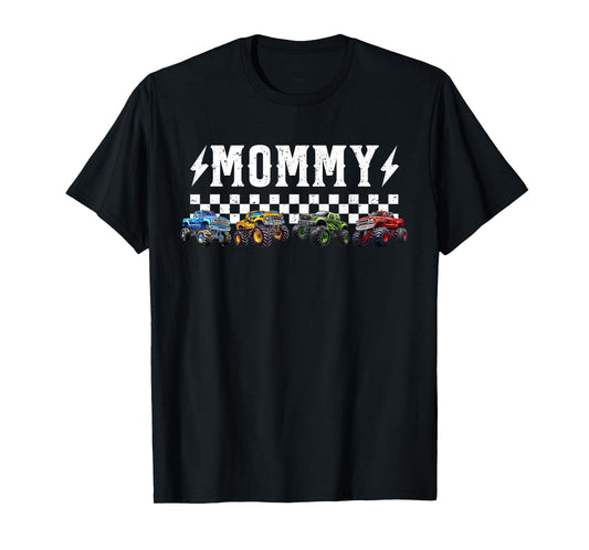 Mommy Retro Monster Truck Family Crew Birthday Matching T-Shirt