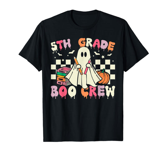 5th Grade Boo Crew Retro Ghost Halloween Teacher Student T-Shirt