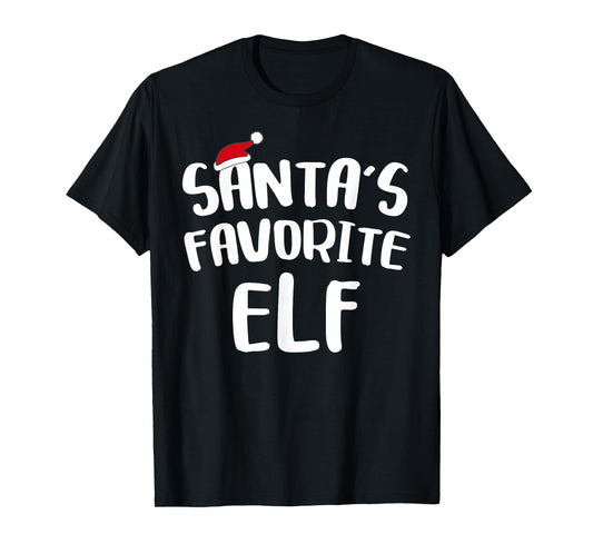 Santa's Favorite Elf Shirt Adult Kids Matching Christmas Elf T-Shirt