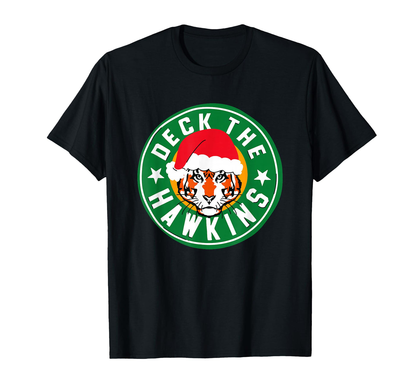 Stranger Things Christmas Deck The Hawkins Big Chest Badge T-Shirt