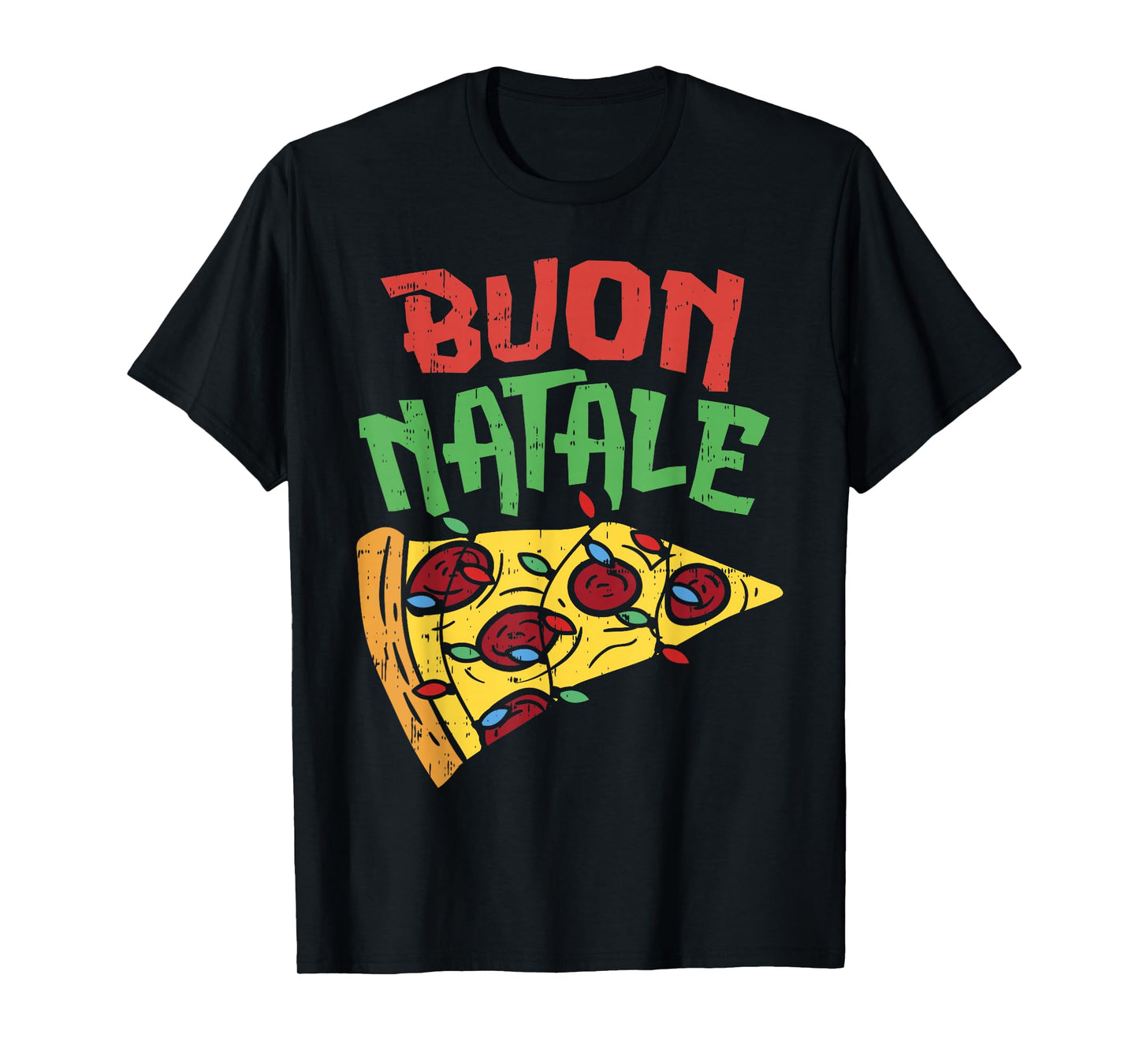 Buon Natale Pizza Shirt Funny Italian Christmas Lights Gift T-Shirt