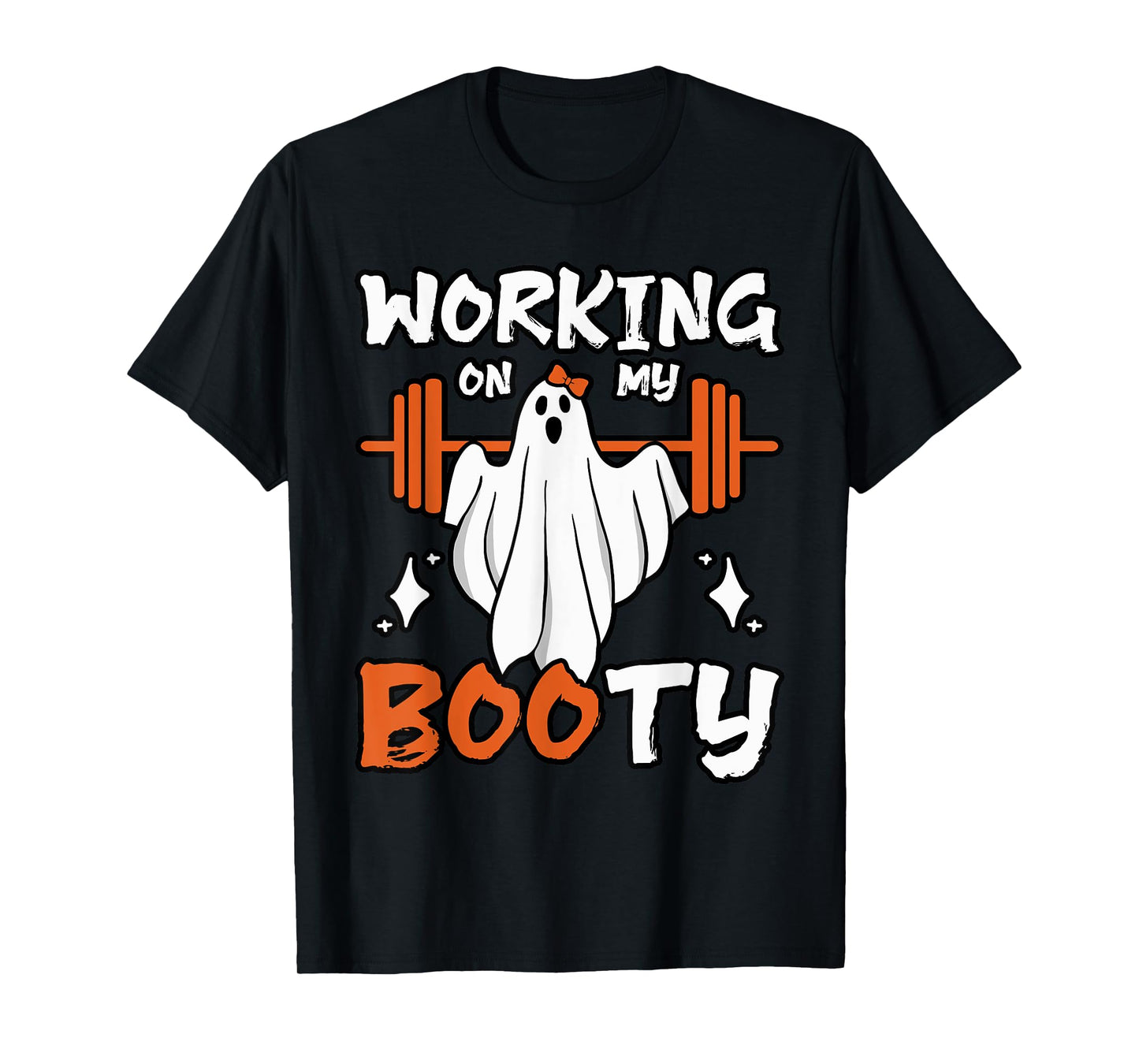 Working On My Booty Ghost Weightlifter Fitness Halloween T-Shirt