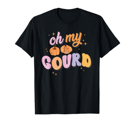 Oh My Gourd Funny Pumpkin Pun Halloween Group Retro Quote T-Shirt