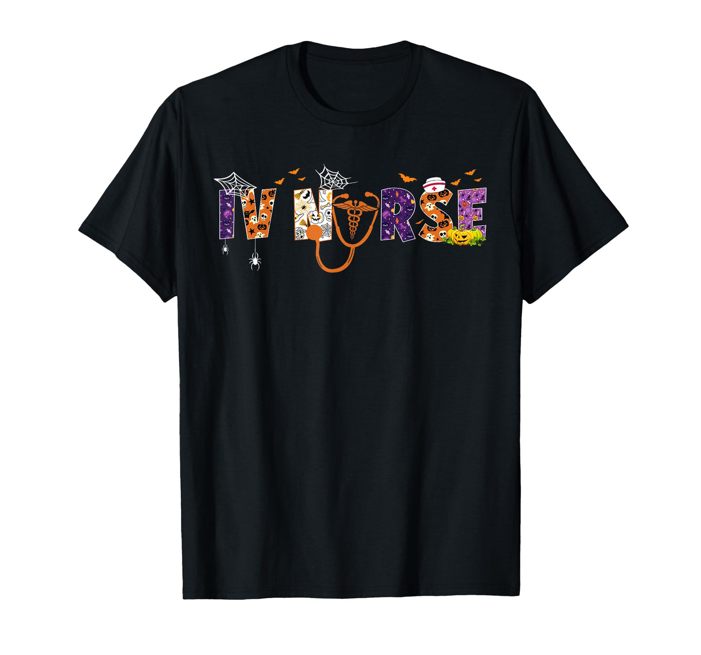 IV Nurse Halloween Spooky Season Nursing Stethoscope Scary T-Shirt