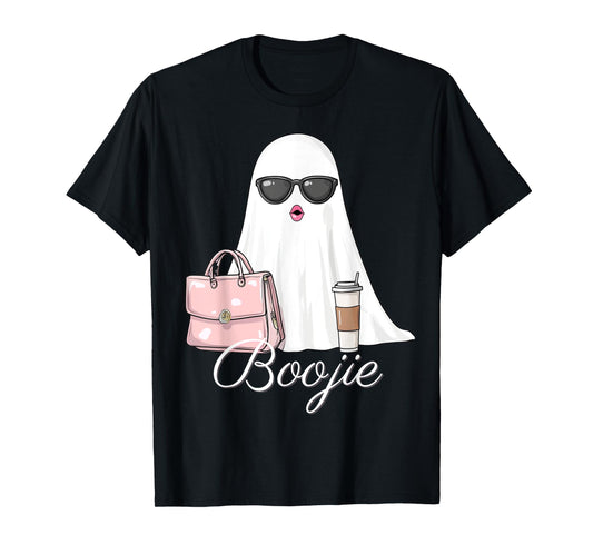 Boujee Boojie Funny Halloween Ghost with Pink Purse Lipstick T-Shirt