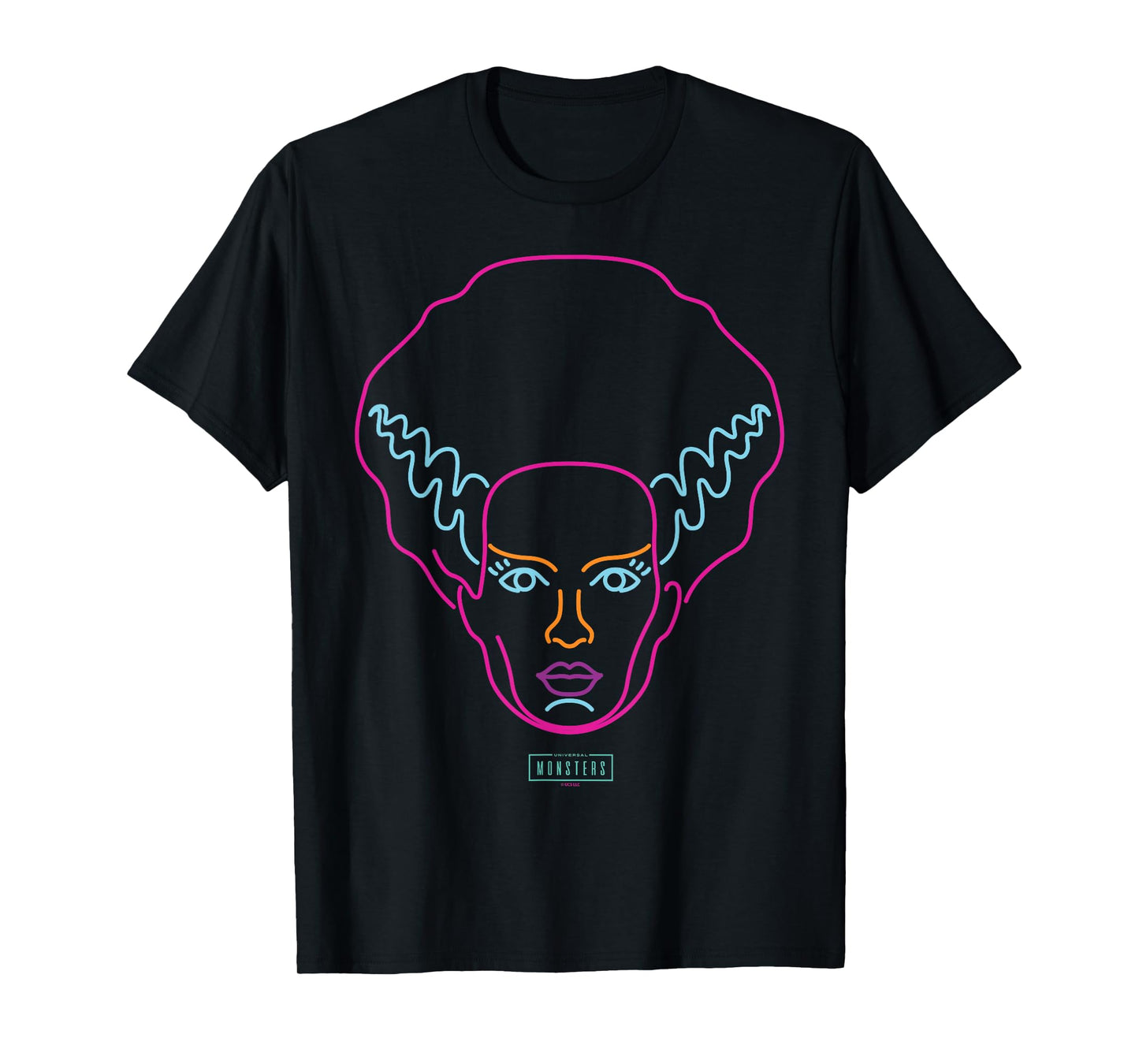 Universal Monsters Neon Bride of Frankenstein Portrait T-Shirt