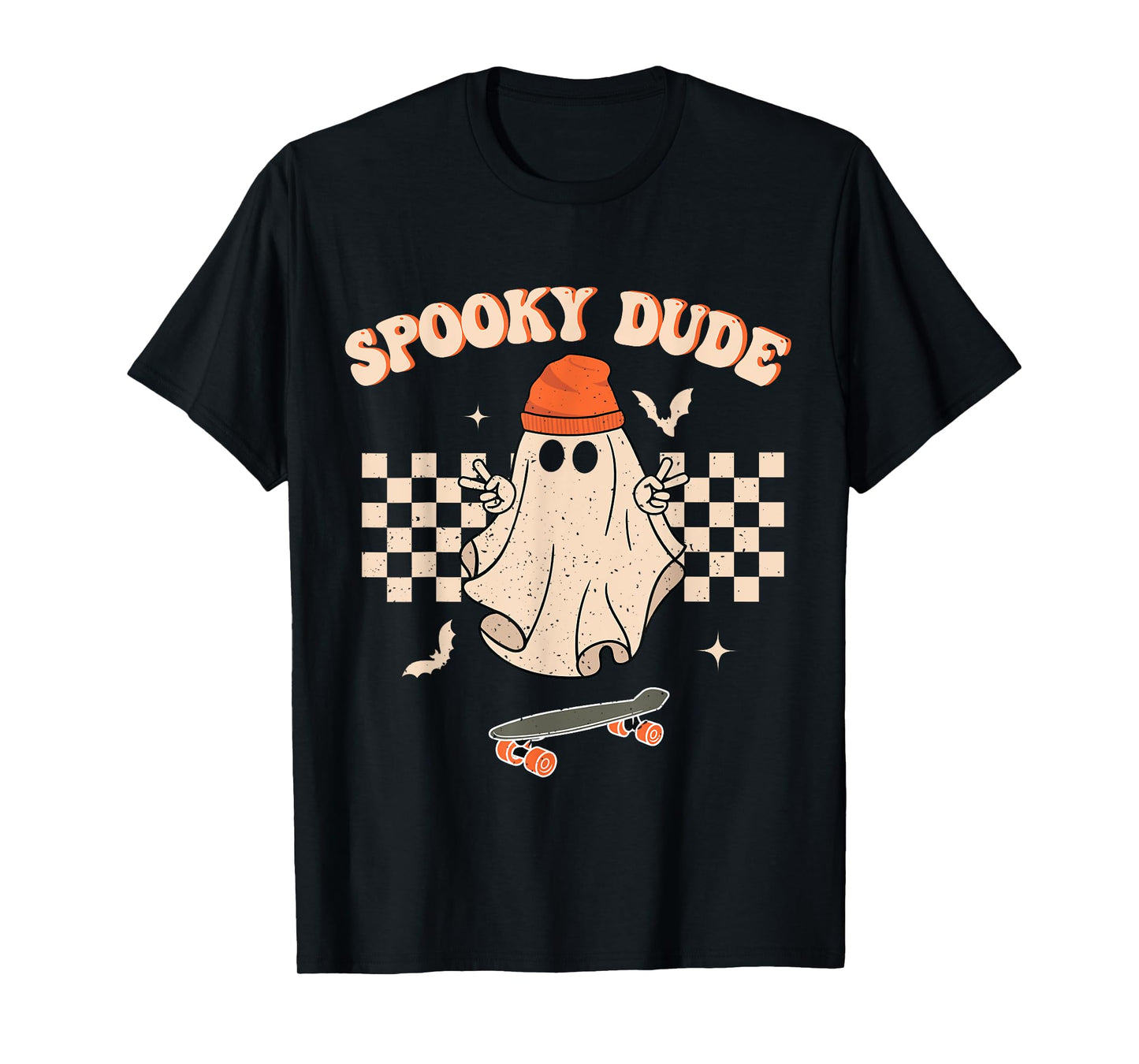 Spooky Dude Toddler Retro Groovy Hippie Halloween Cute Ghost T-Shirt