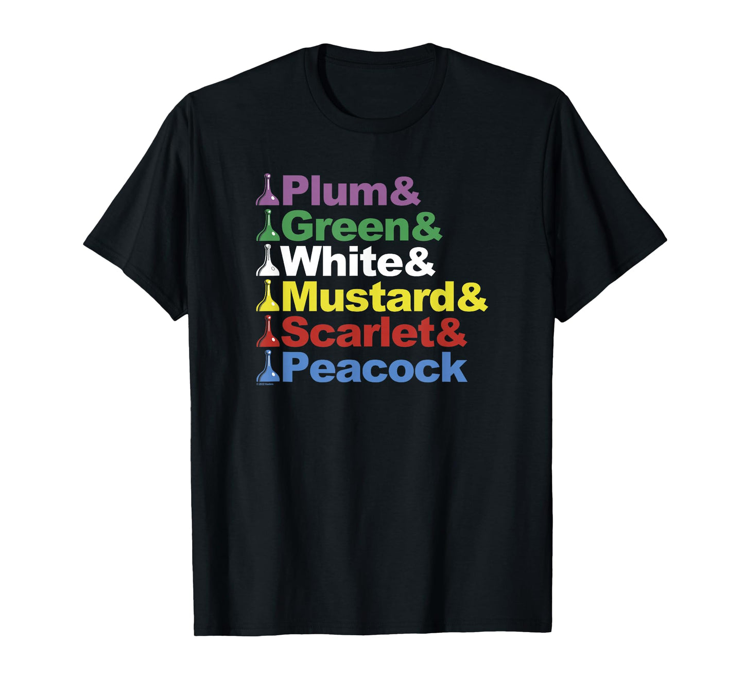 Clue Character Name Stack Game Pieces Big Text Logo T-Shirt