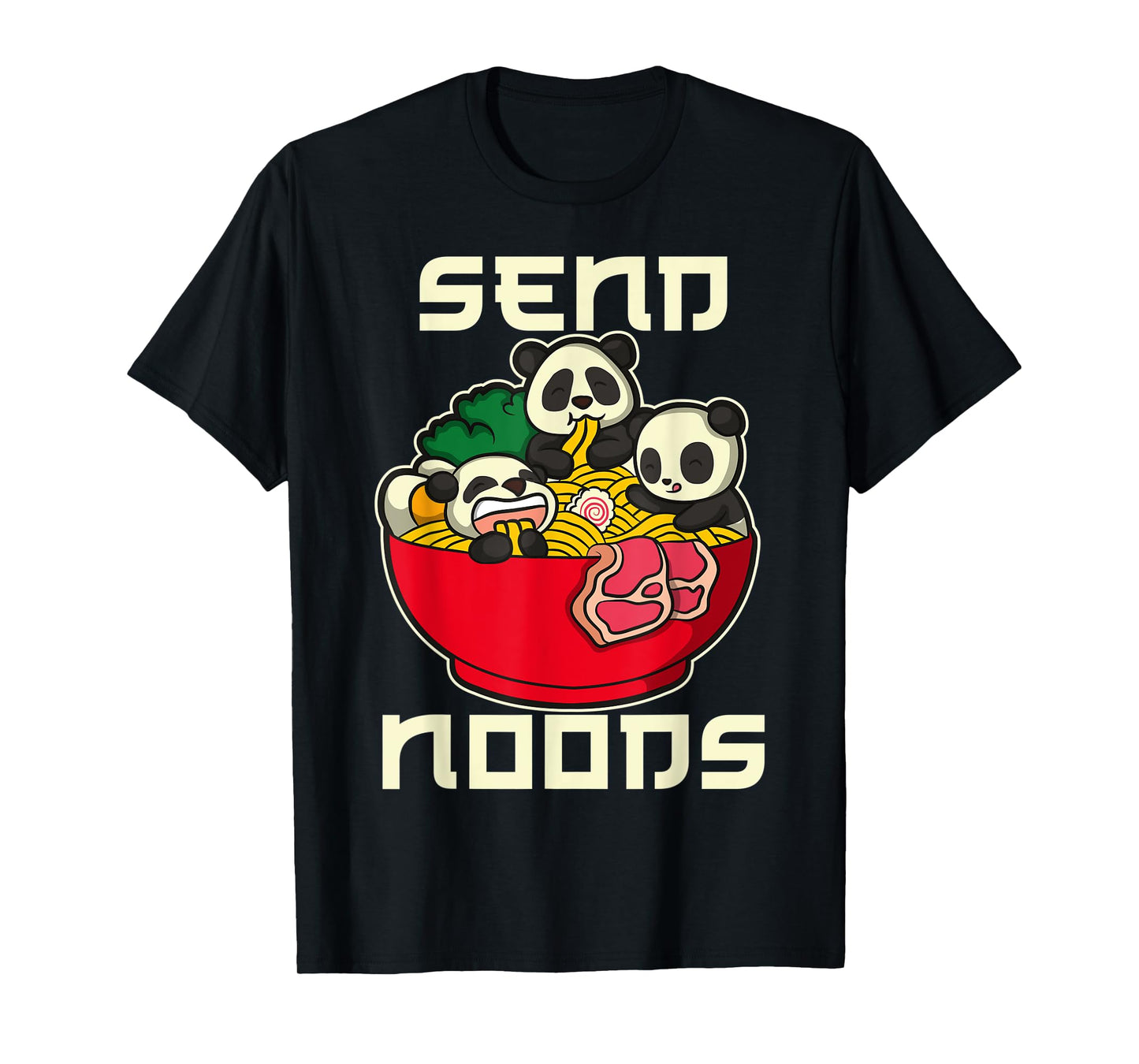 Japanese Anime Kawaii Ramen Noodles Panda T-Shirt