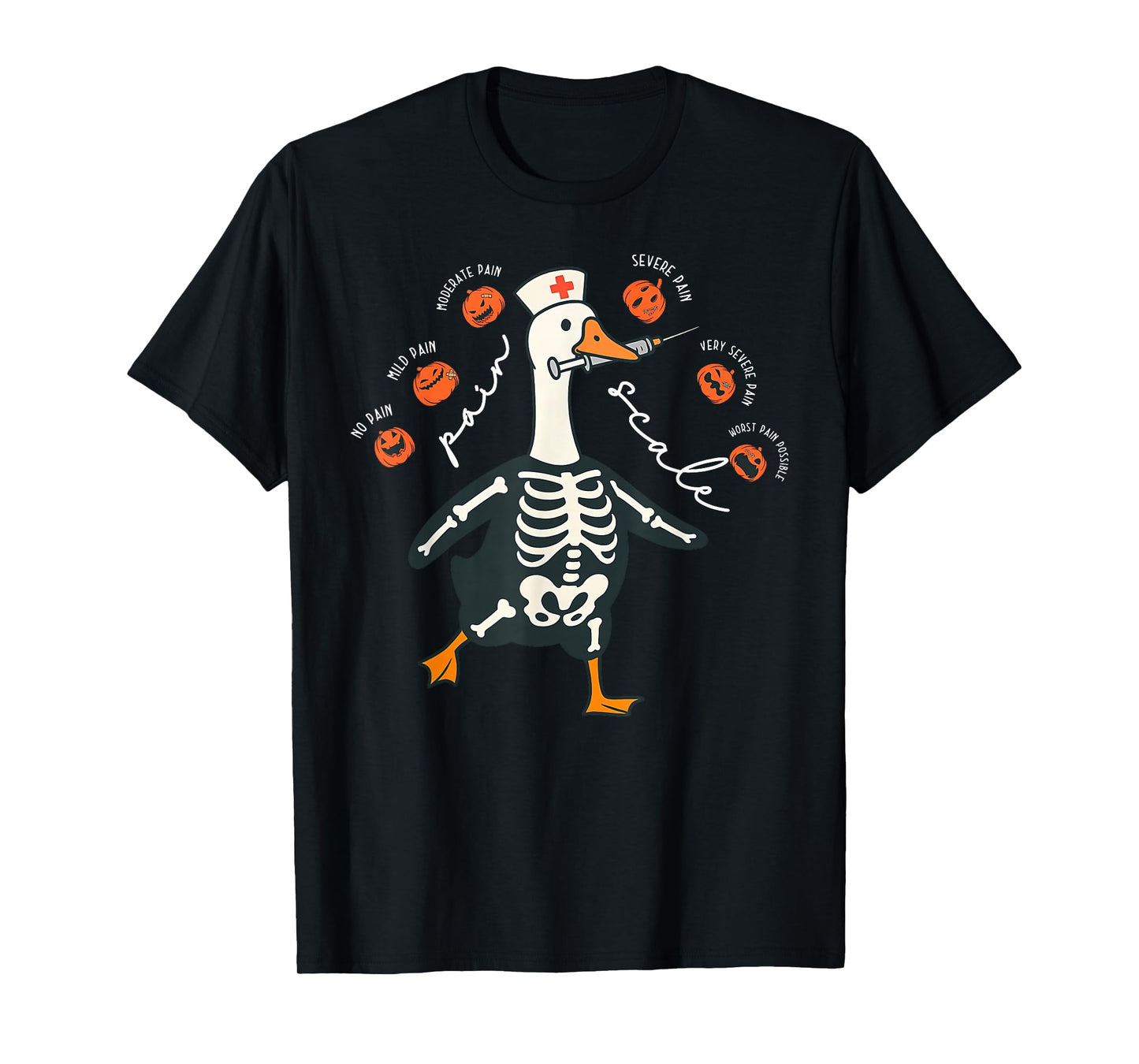 Spooky Pumpkin Pain Scale Pain Assessment Nurse Silly Goose T-Shirt