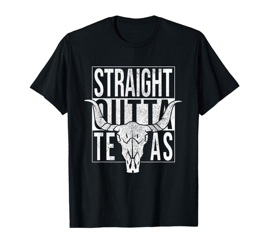 Straight Outta Texas Longhorn Cowboy and Rodeo T-Shirt