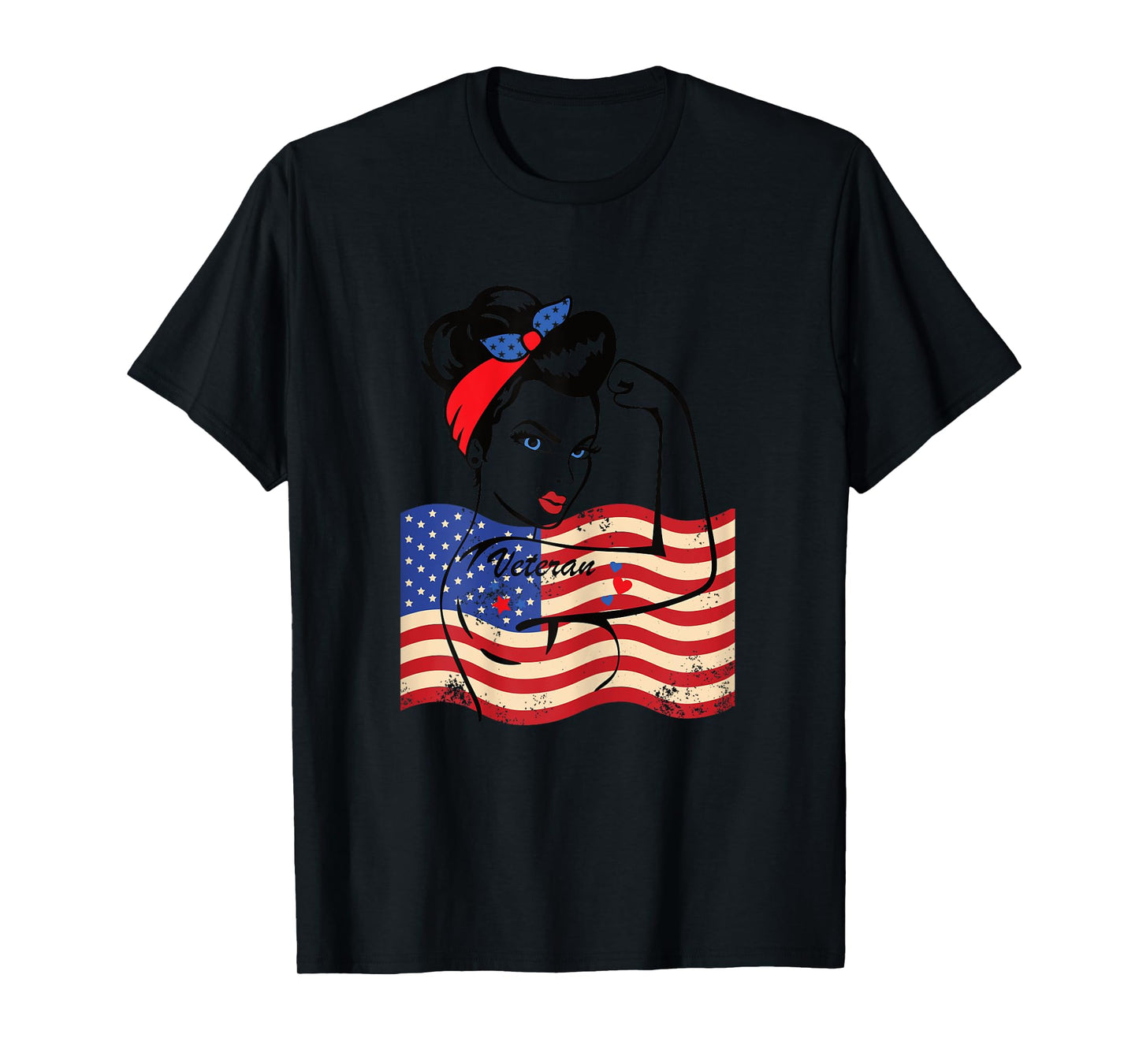Veteran Women Female Soldier Veterans Day American Flag T-Shirt