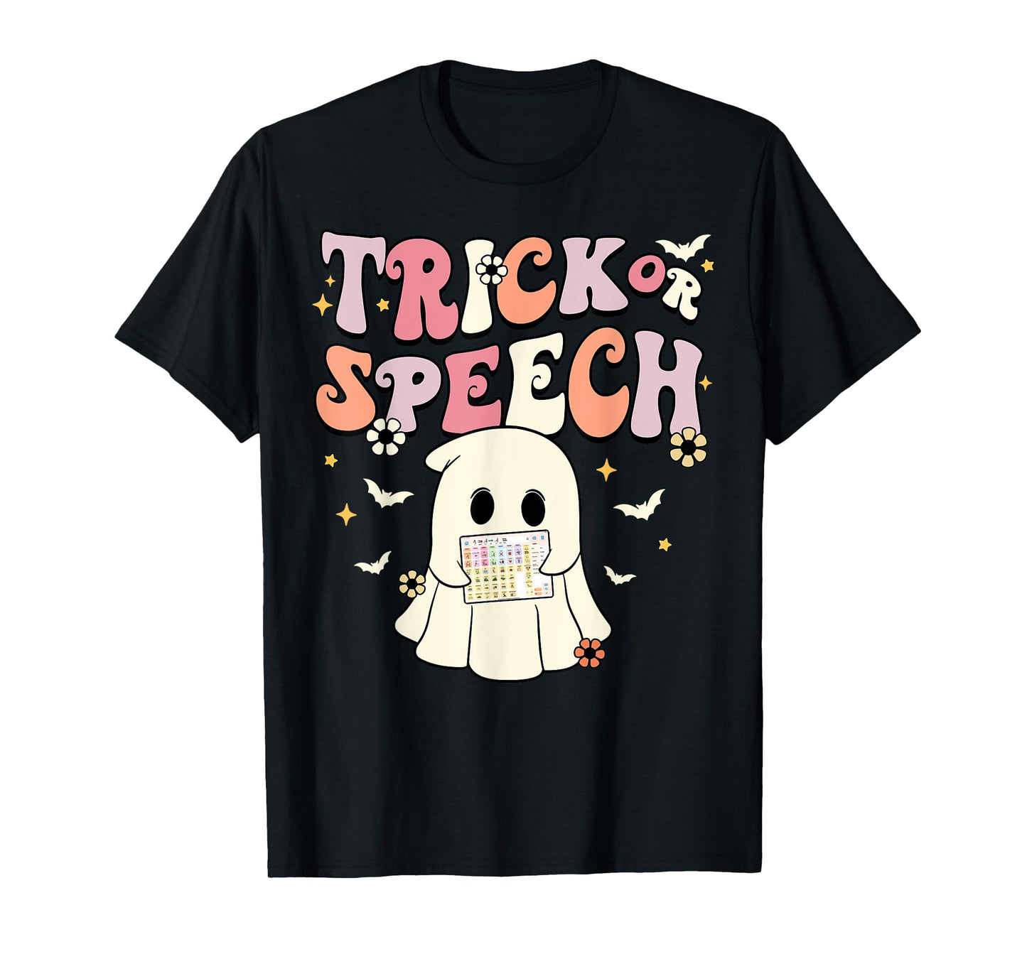 Groovy Trick Or Speech SLP AAC Ghost Halloween Costume T-Shirt