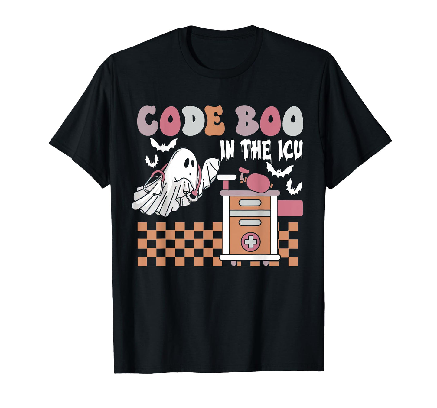 Groovy Retro Halloween ICU Nurse, Code Boo In The ICU T-Shirt