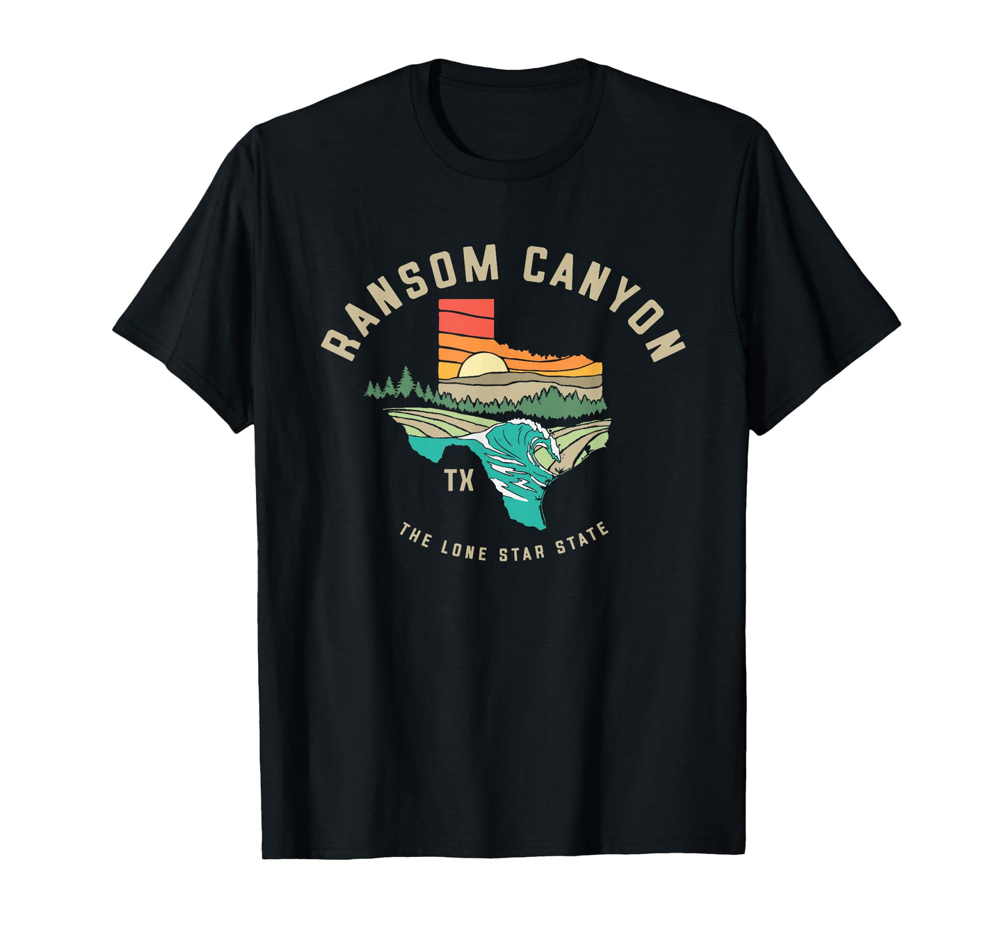 Ransom Canyon Texas Outdoors Vintage Nature Illustration T-Shirt