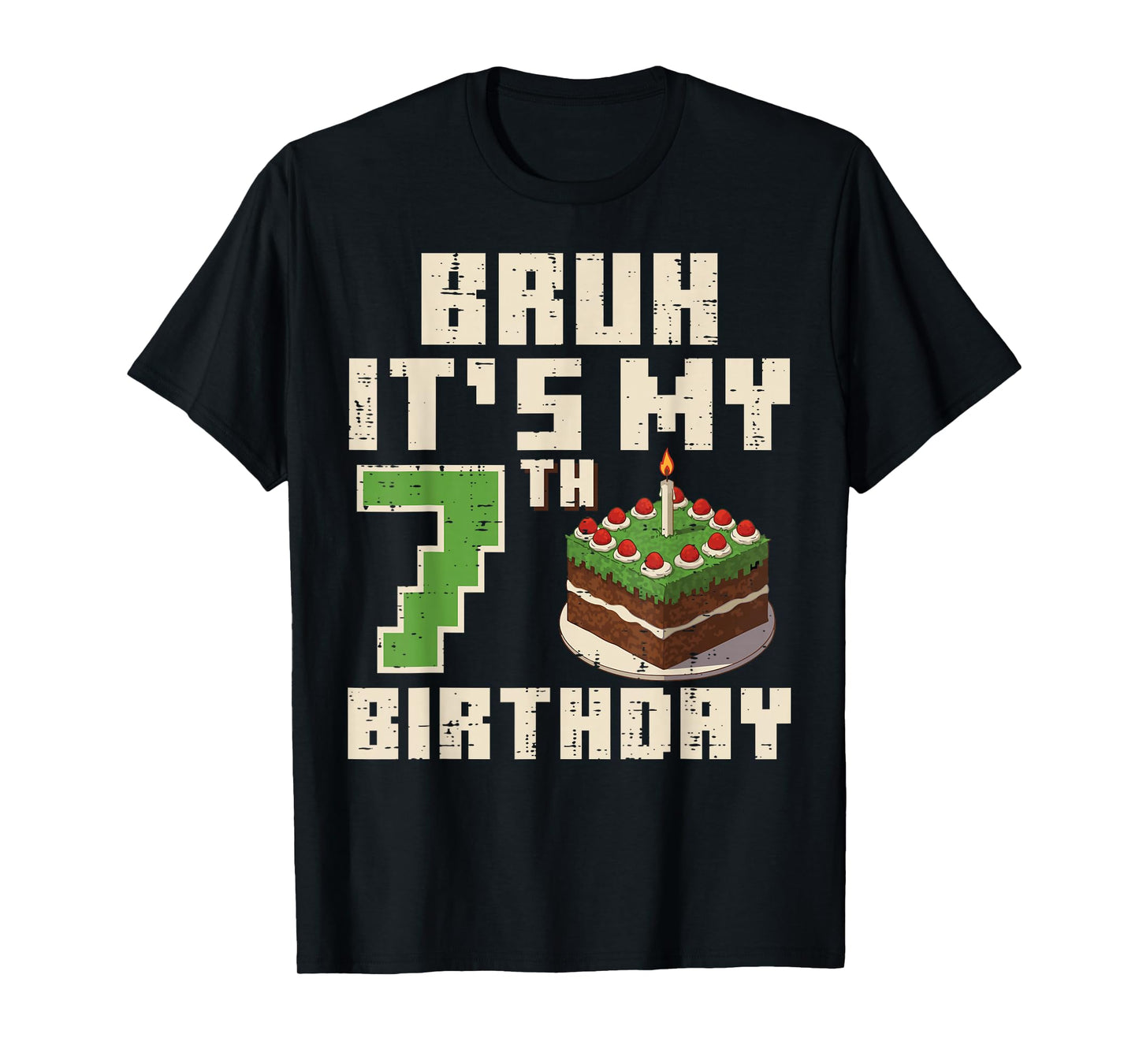 7th Birthday Pixel Gaming 7 Year Old Gamer Bday Boys Kids T-Shirt