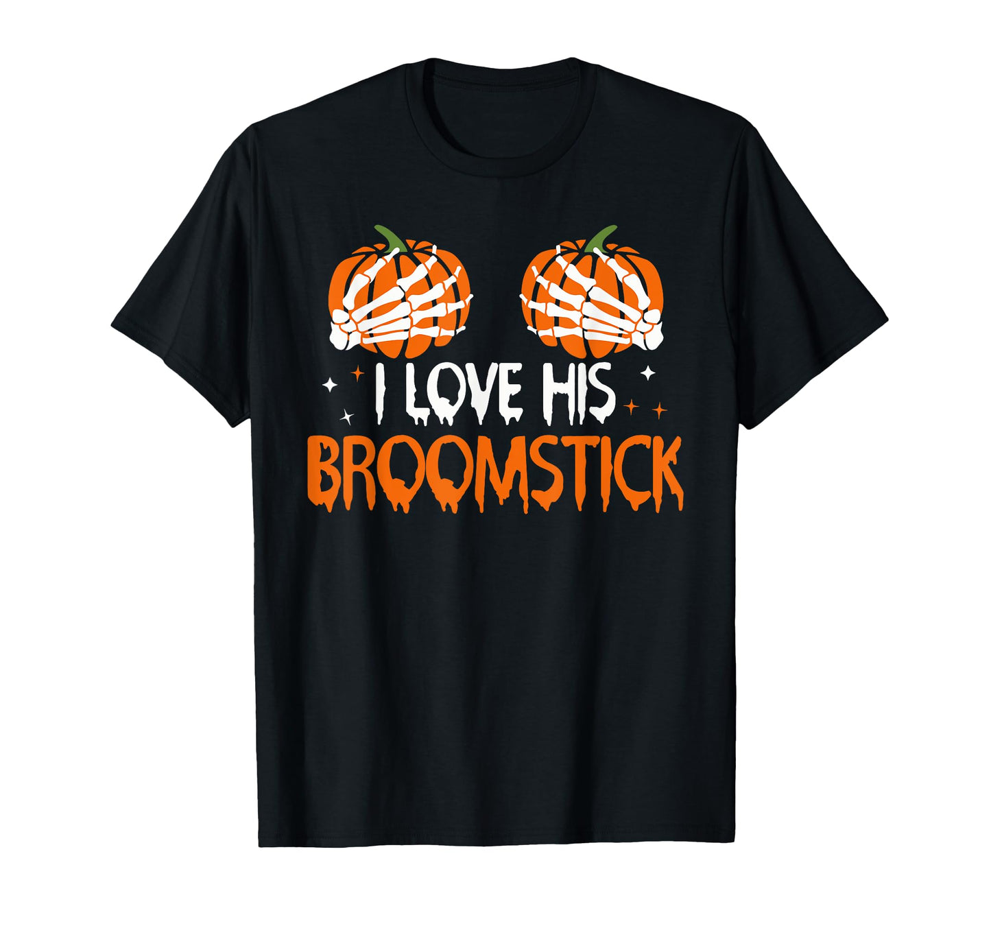 I Love His Broomstick I Love Her Pumpkins Halloween Couples T-Shirt