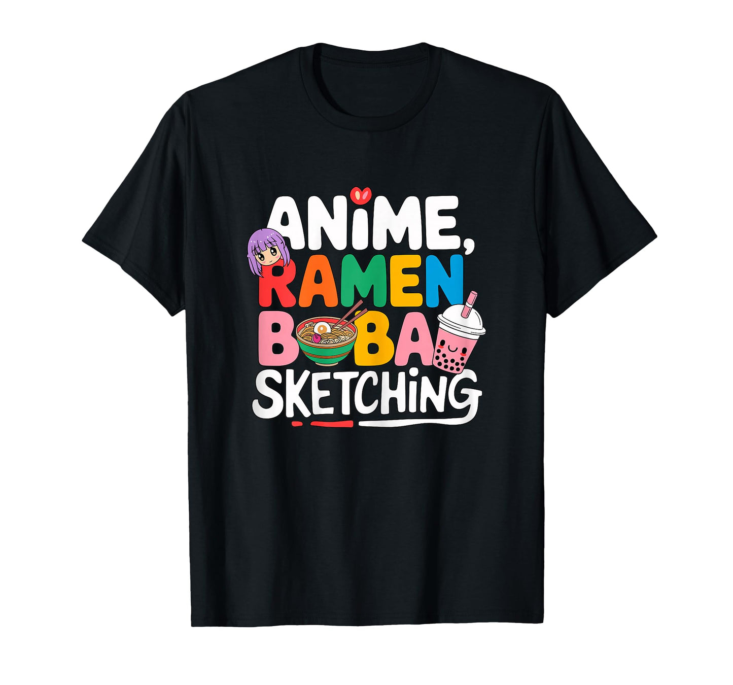 Anime Ramen Boba Sketching T-Shirt