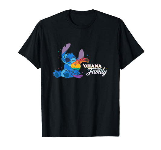 Disney Lilo & Stitch Ohana Means Family Rainbow Scrump T-Shirt