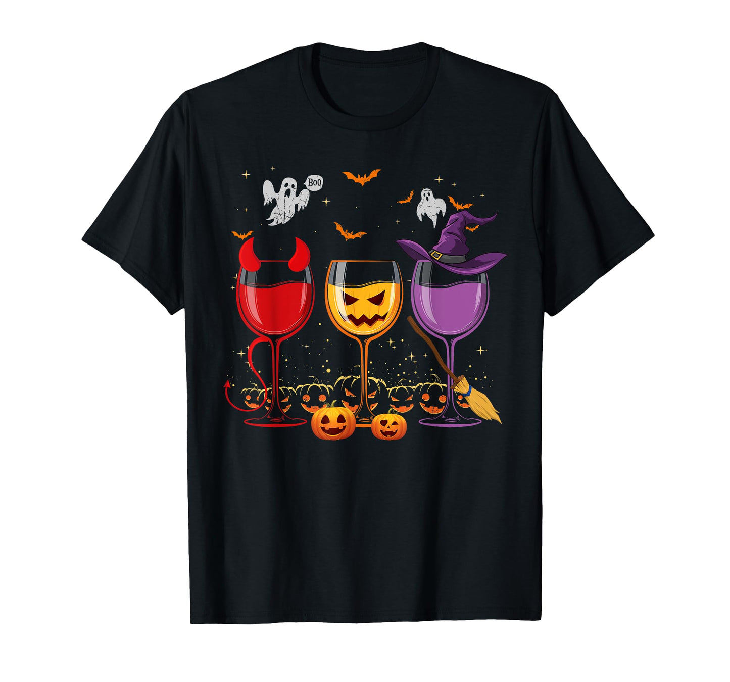 Three Glasses Of Wines Funny Halloween Wine Lover T-Shirt