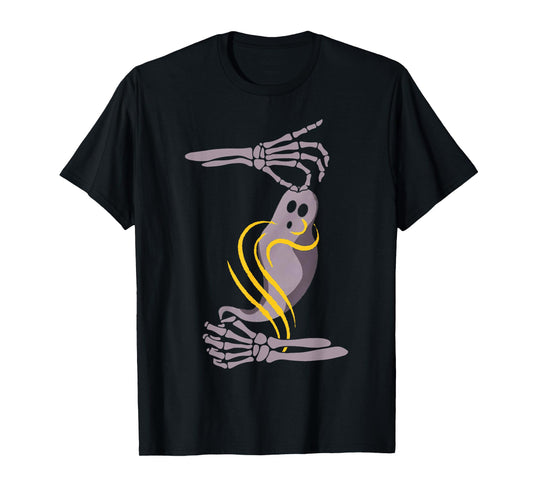 Spooky Halloween ASL Skeleton Hands Ghost T-Shirt