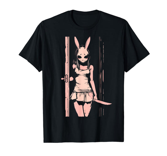 Horror Girl Bunny Mask Slasher Anime Alt Creepy Pastel Goth T-Shirt