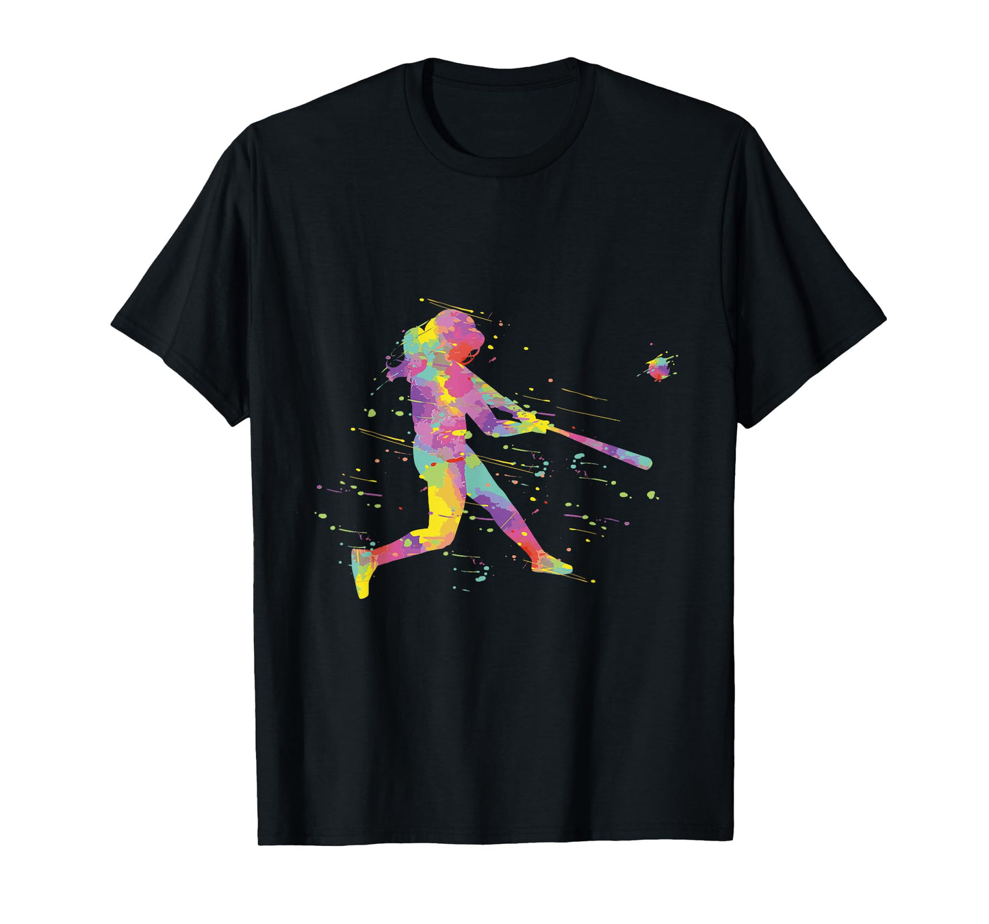 Classic Softball Girl T-Shirt - Black, Polyester & Cotton, Short Sleeve, Letter Print