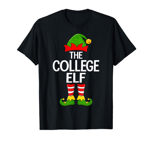 College Elf Xmas Matching Family Elf Squad Christmas T-Shirt