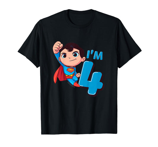 Kids Superman 4th Birthday Cute I'm 4 T-Shirt