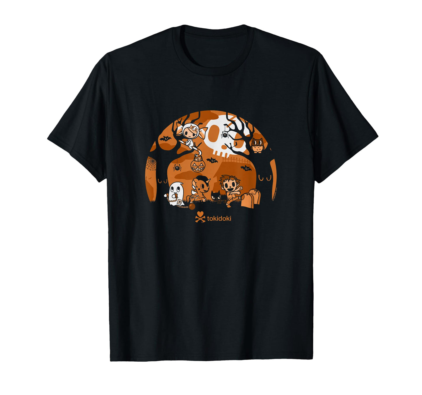 Tokidoki Halloween Ghouls Playing In The Cemetery At Night T-Shirt