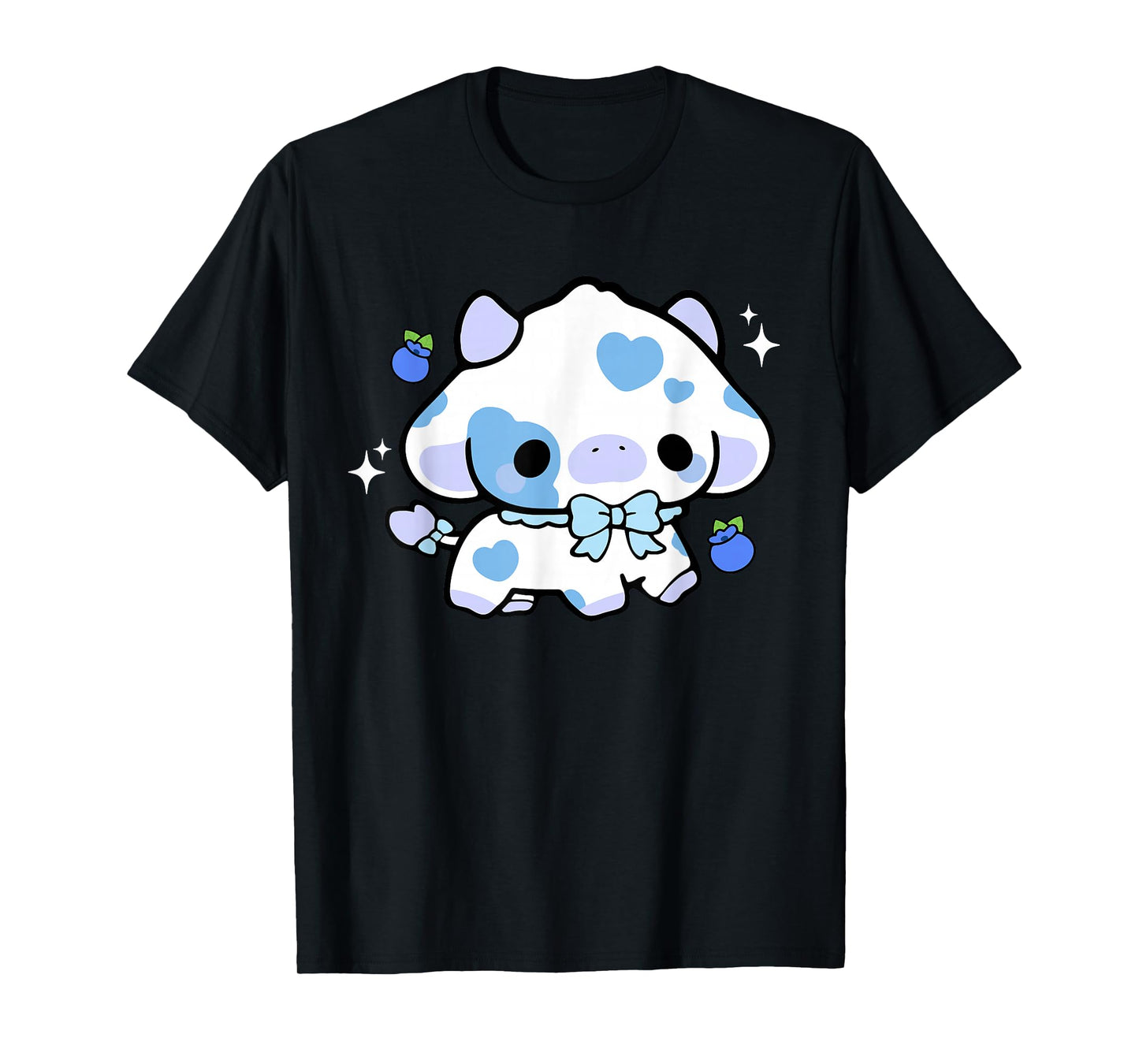 Kawaii Cow Blueberry Cute Aesthetic Anime Girls Teens Kids T-Shirt