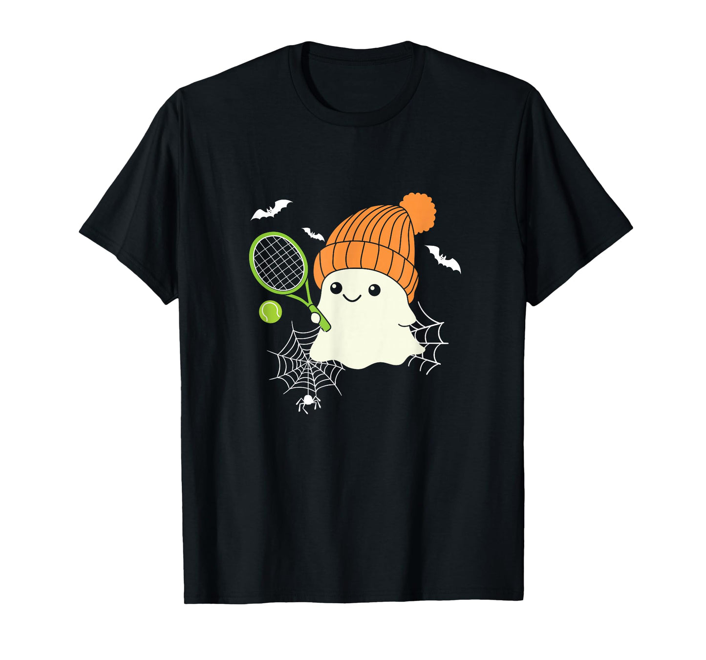 Boo Ghost Playing Tennis Funny Halloween Tennis Costume T-Shirt