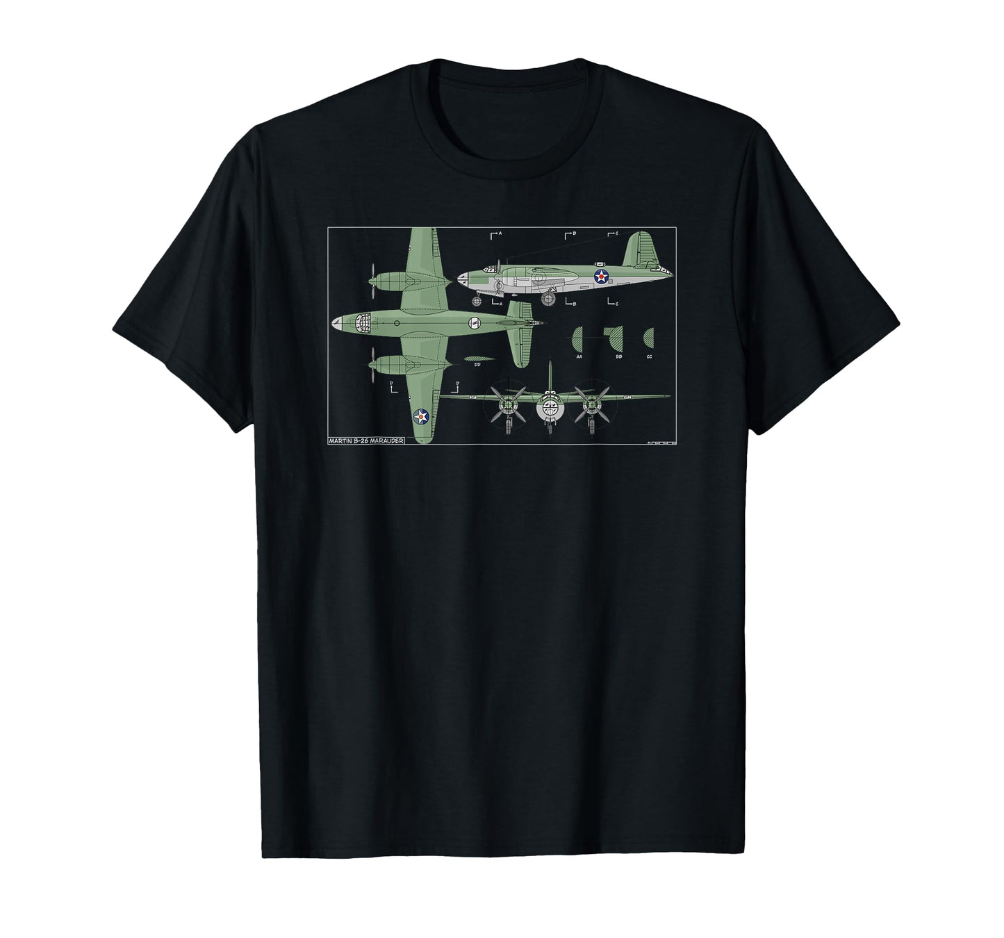 Martin B-26 Marauder American Bomber Plane Diagram T-Shirt