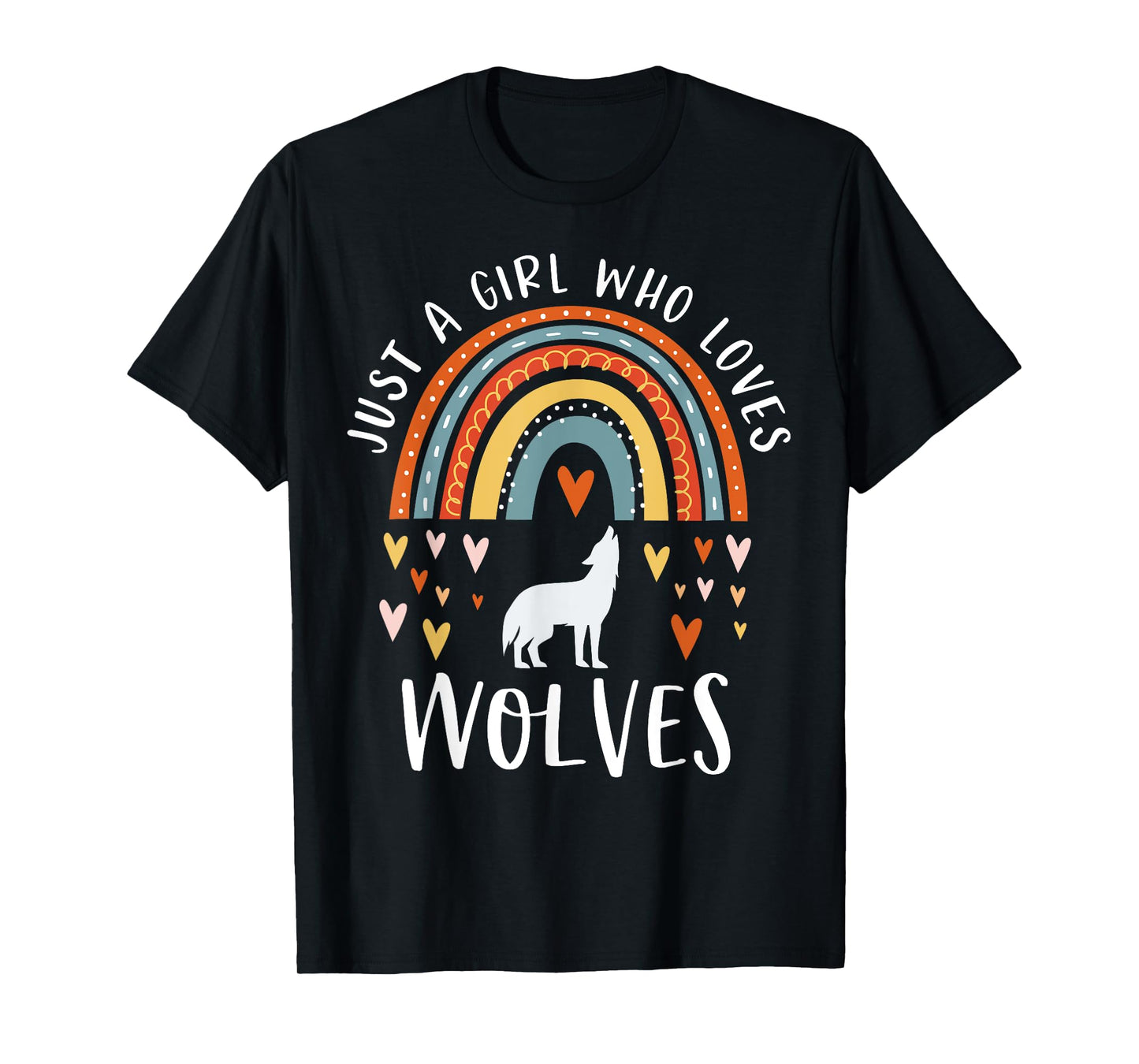 Just A Girl Who Loves Wolves Rainbow Gifts For Wolf Lover T-Shirt
