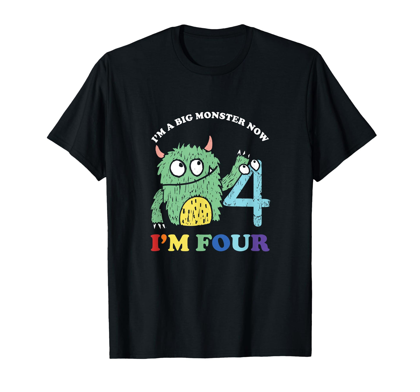 Happy 4th Bday Four 4 Years Old Kids Monster Birthday Party T-Shirt