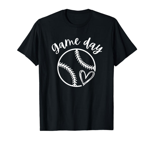 Game Day Softball Heart Love Women's or Girls Baseball T-Shirt