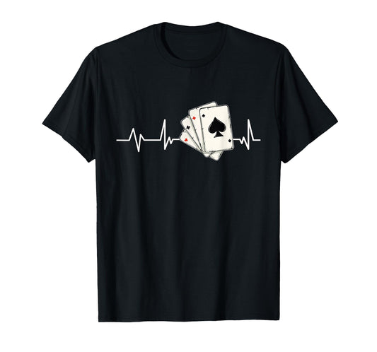 Poker Player Heartbeat EKG Gift Poker T-Shirt