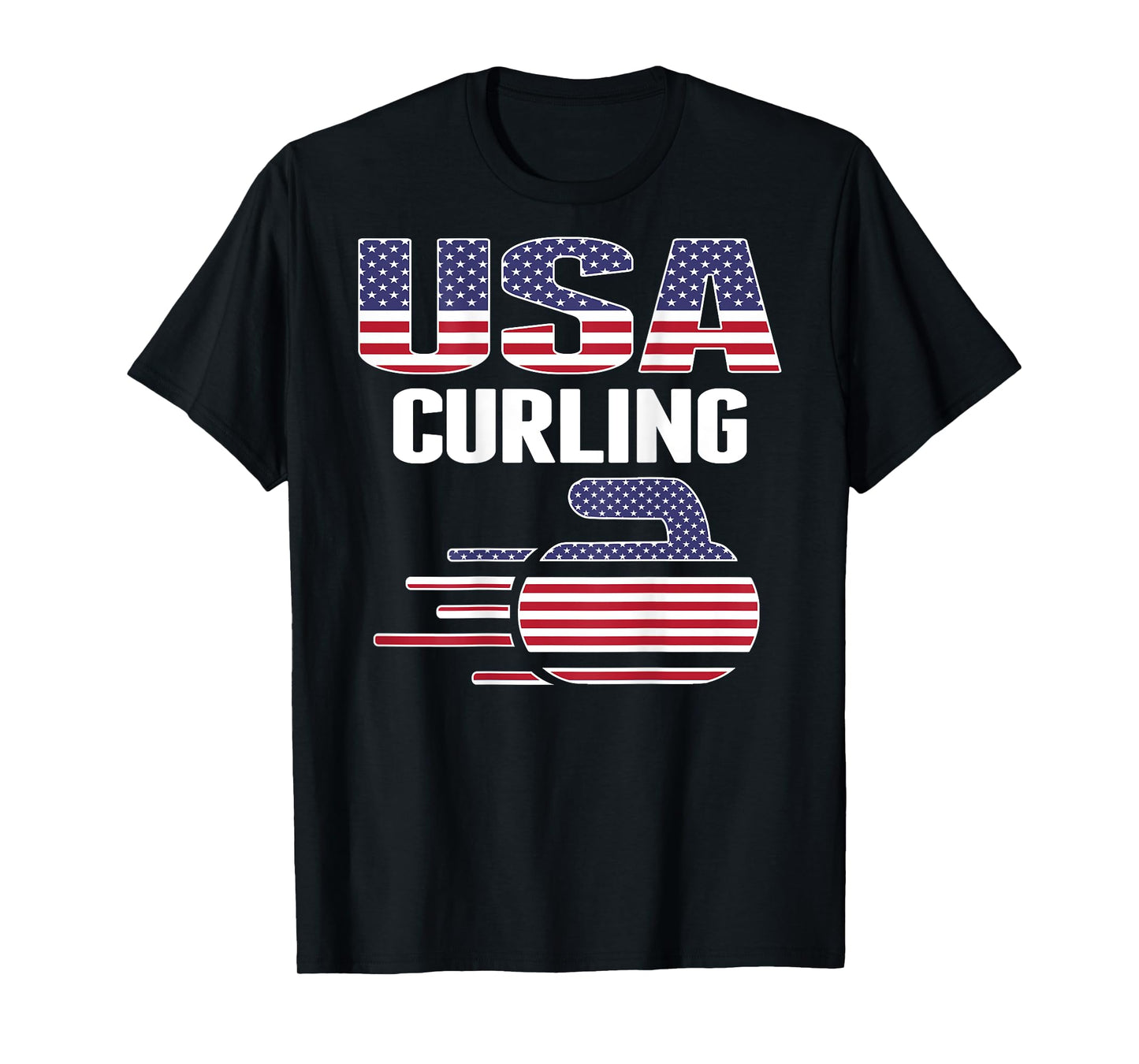 USA Team Curling Rock Jersey American Flag Winter Sport Gift T-Shirt for Women Kids Men