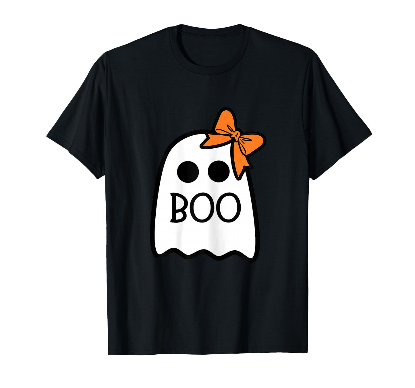 Girls Halloween Ghost with Bow Boo Costume T-Shirt