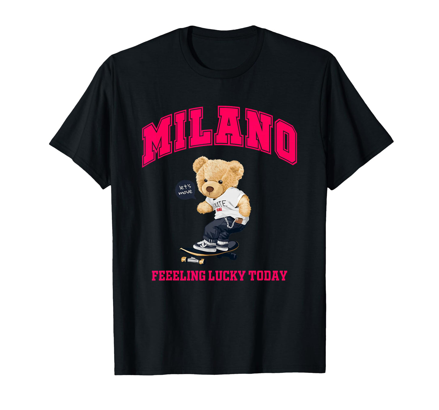 Cool Milan Italy Teddy Bear Illustration Graphic Cartoon T-Shirt