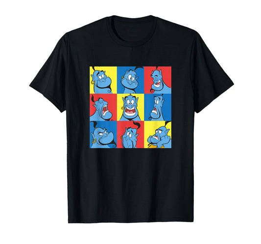 Disney Aladdin Genie Many Emotions Panel Big Chest Portrait T-Shirt