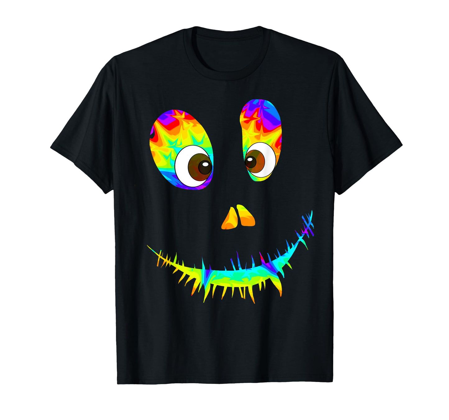 Funny Rainbow Monster Face Tie Dye Halloween Costume T-Shirt