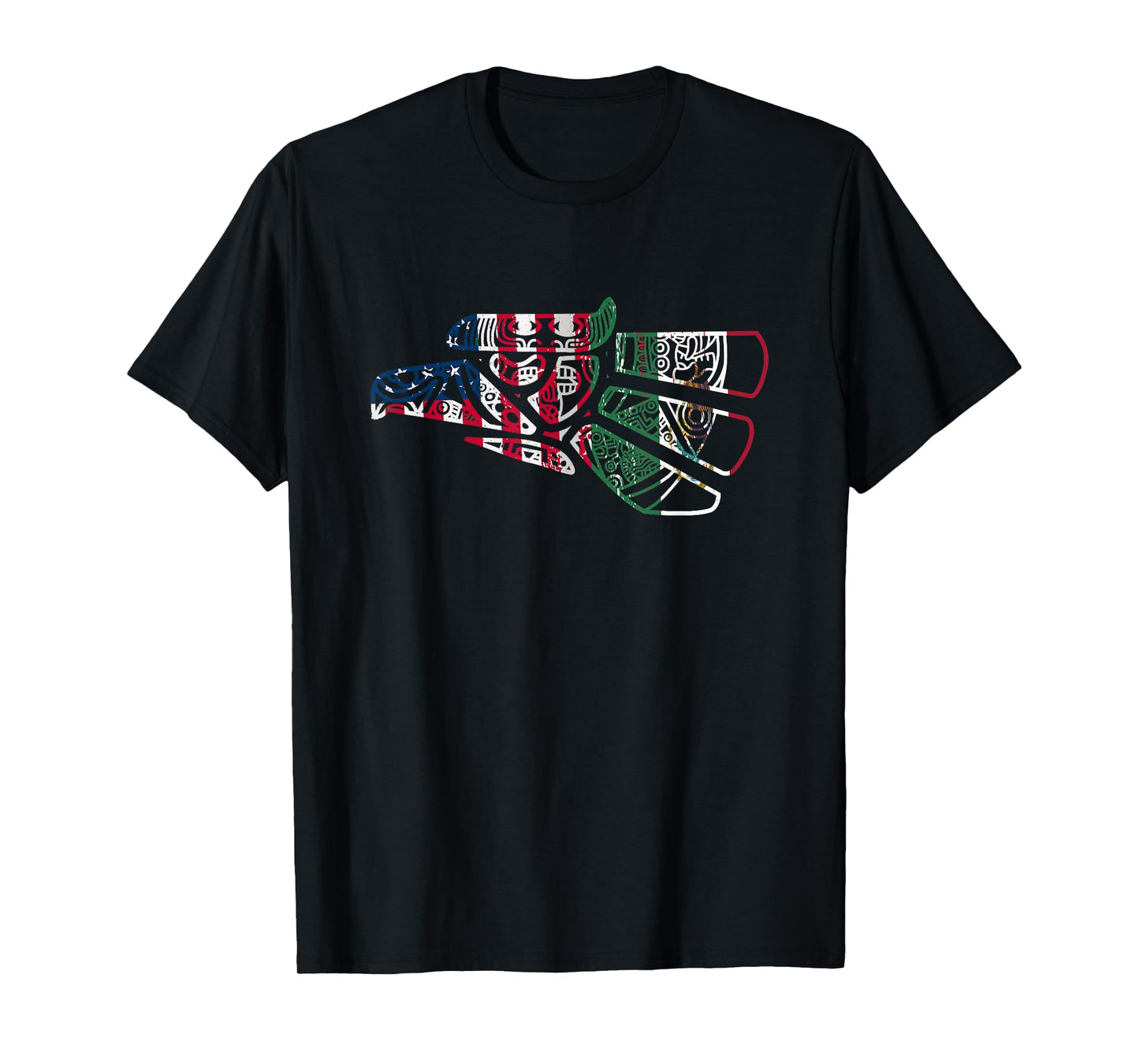 Mexico Tshirt US Flag Patriot Mexican Flag American Flag T-Shirt, Small, Black